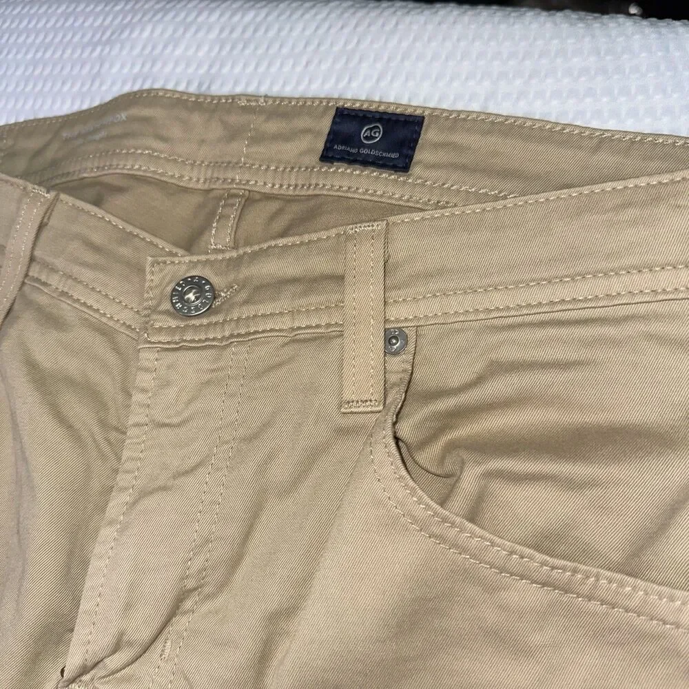 AG Adriano Goldschmied The Marchbox Jeans Mens 34x34 Khaki Tailored Leg Denim